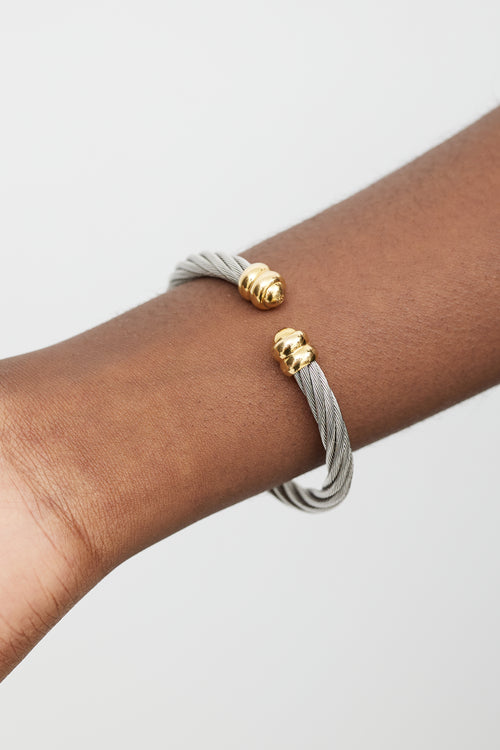 David Yurman Silver 
Gold Station Cable Bracelet