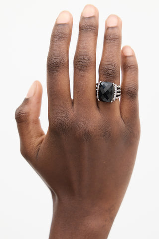 David Yurman Sterling Silver 
Black Stone Wheaton Ring