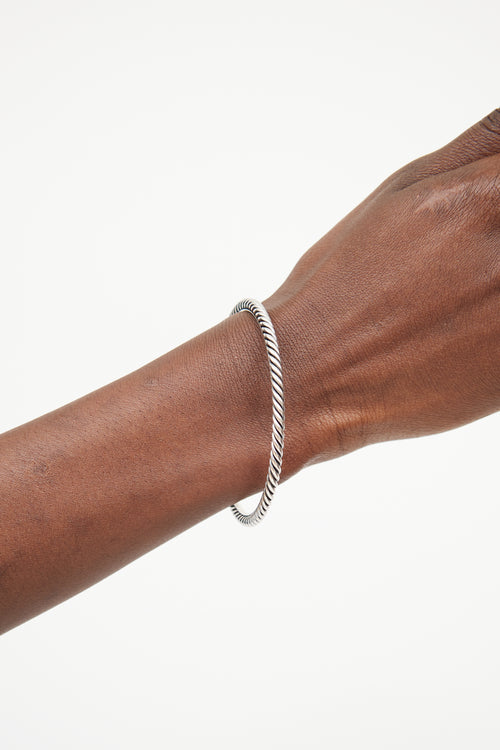 Sterling Silver Sculpted Cable Bangle