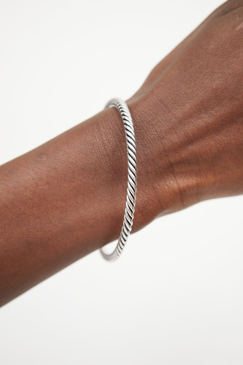 Sterling Silver Sculpted Cable Bangle