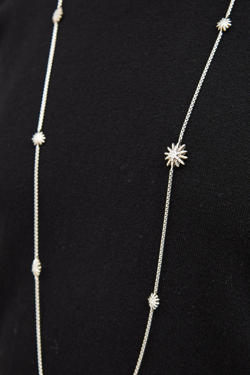 Sterling Silver 
Diamond Starburst Necklace