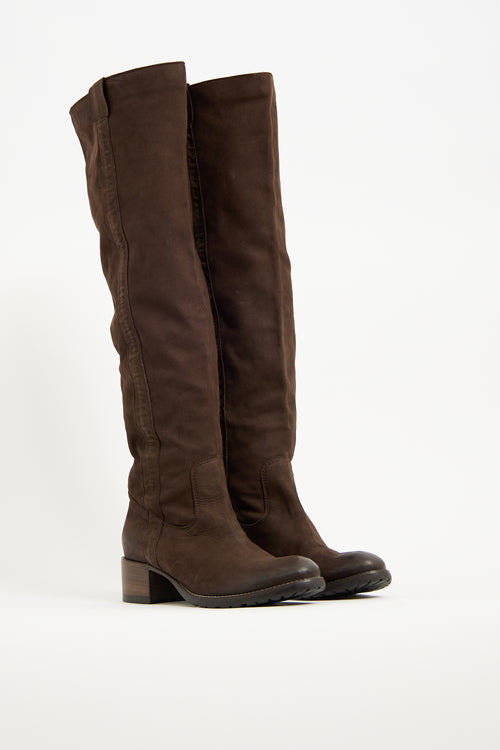 Davids Brown Leather Knee High Boot