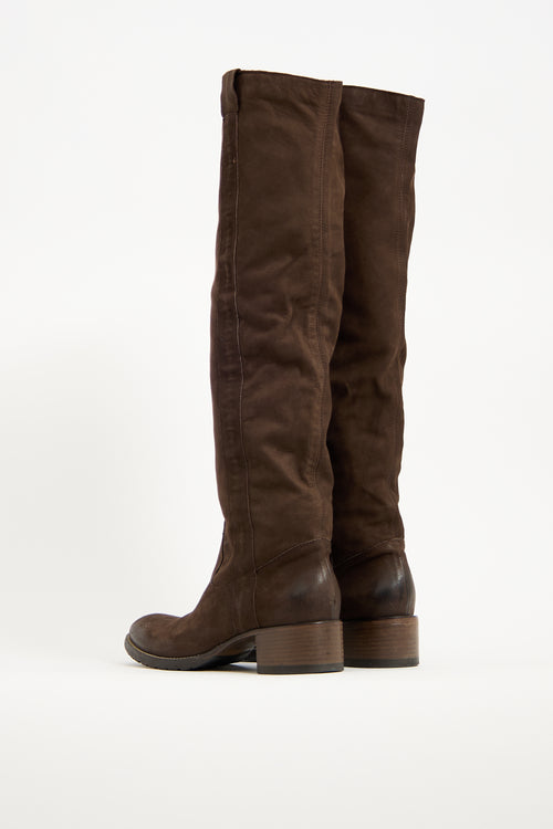 Davids Brown Leather Knee High Boot