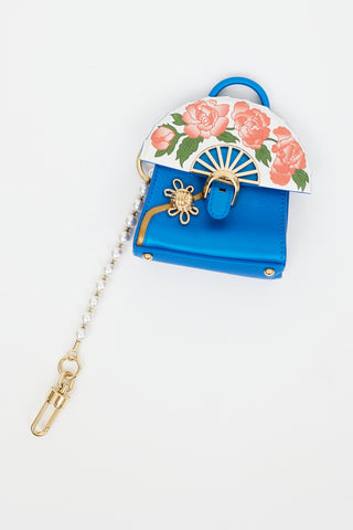 Delvaux Blue Leather Brilliant QiPao Mini Bag Keychain