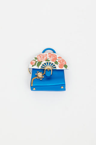 Delvaux Blue Leather Brilliant QiPao Mini Bag Keychain