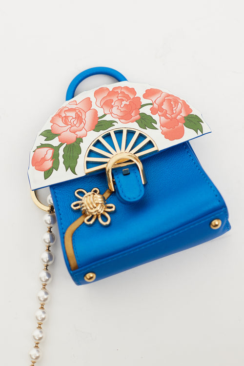 Delvaux Blue Leather Brilliant QiPao Mini Bag Keychain