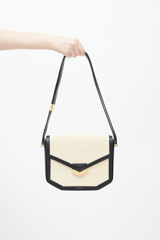 Demellier Black 
Beige Leather Raffia London Bag