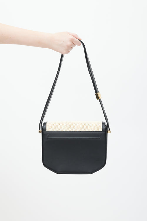 Demellier Black 
Beige Leather Raffia London Bag