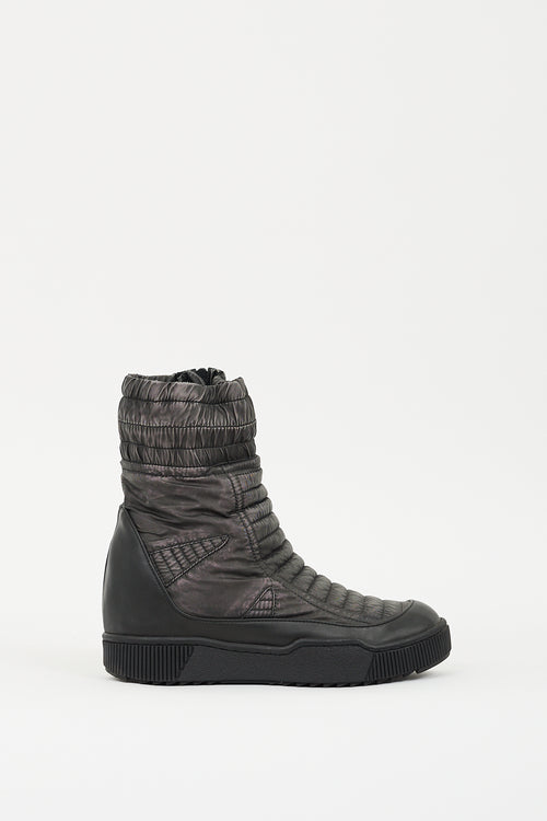 Demobaza Dark Grey 
Black Quilted Boot