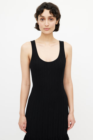 Derek Lam Black Ribbed 
Ruffle Dress