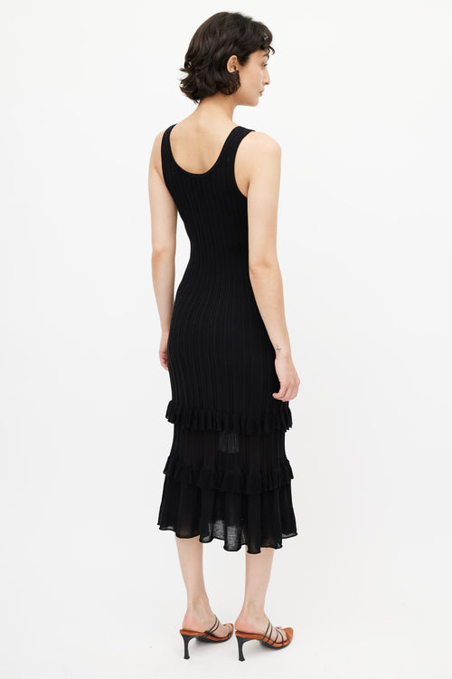 Derek Lam Black Ribbed 
Ruffle Dress