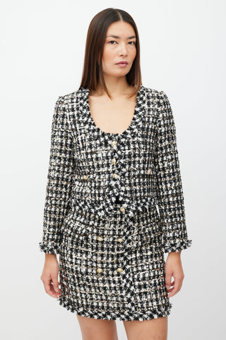 Derek Lam Black 
White Tweed Sequinned Co-Ord Set