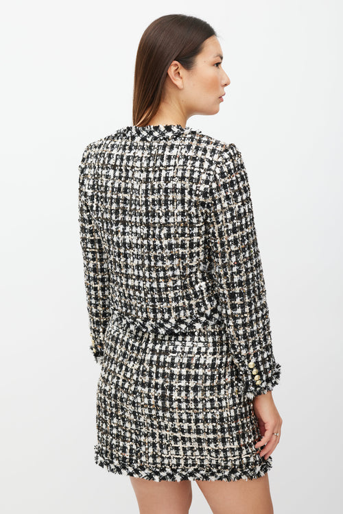 Derek Lam Black 
White Tweed Sequinned Co-Ord Set