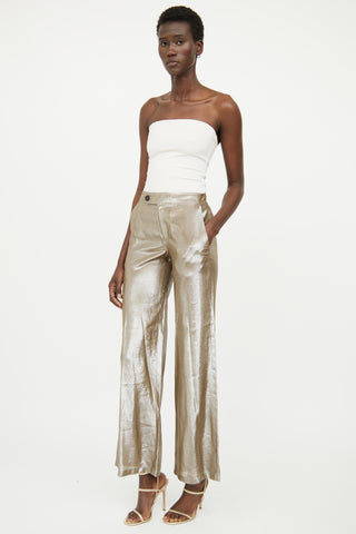 Derek Lam Crosby Beige Silk Metallic Pant