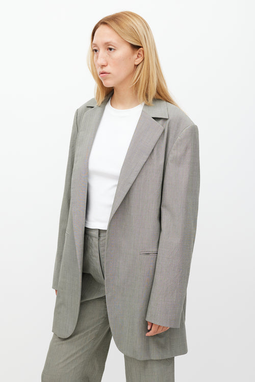 Deveaux Grey Wool Oversized Blazer