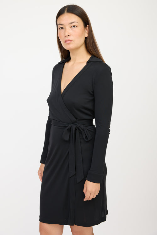 Diane von Furstenberg Black V-neck Wrap Dress