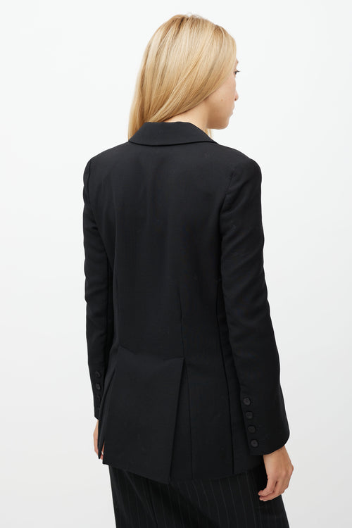 Diane von Furstenberg Black Wool Satin Lapel Blazer