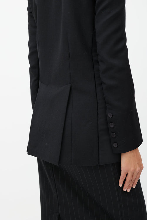 Diane von Furstenberg Black Wool Satin Lapel Blazer