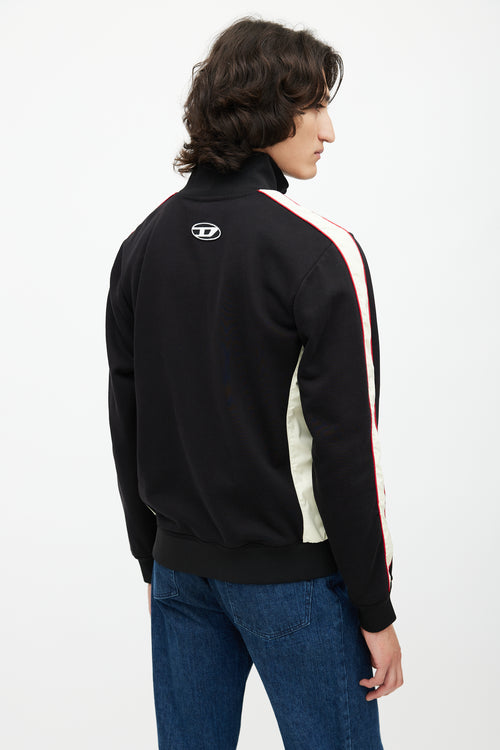 Diesel Black 
Cream Stripe Track Jacket