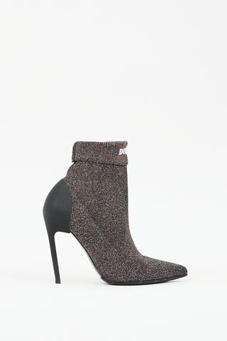 Diesel Black 
Multi Sparkle D-Slanty Sock Knit Boot