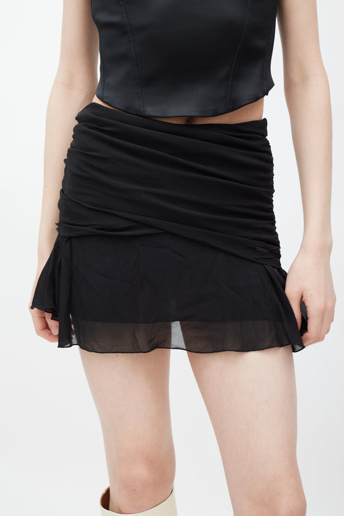 Diesel Black Sheer Tiered Mini Skirt