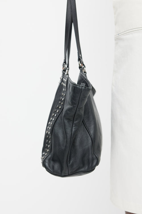 Diesel Black 
Silver Leather Stud Bag