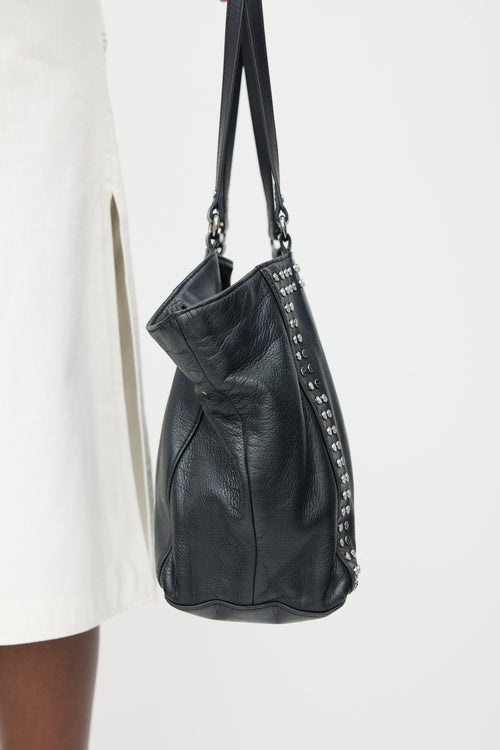 Diesel Black 
Silver Leather Stud Bag