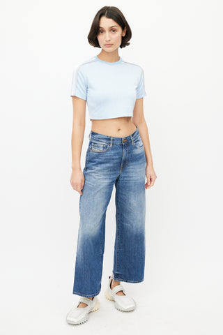 Diesel Blue 
White Striped Crop Top