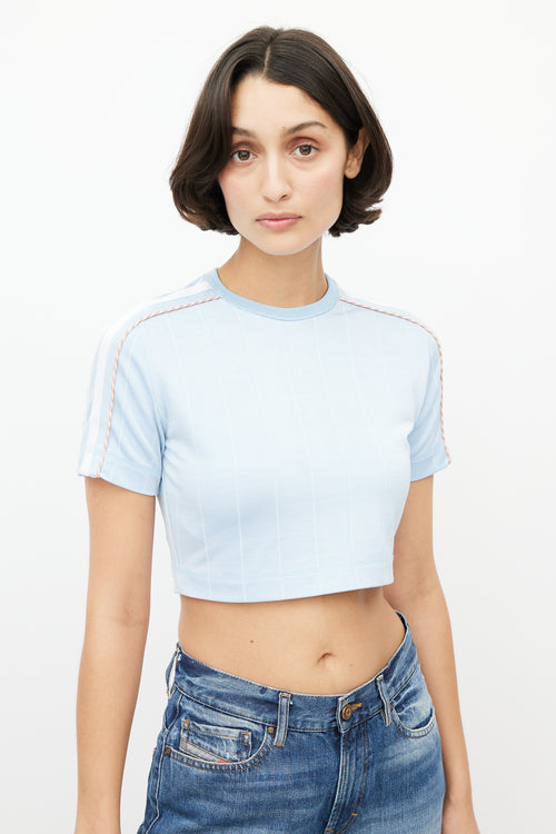 Diesel Blue 
White Striped Crop Top