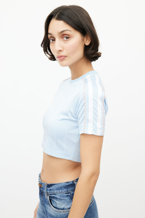 Diesel Blue 
White Striped Crop Top