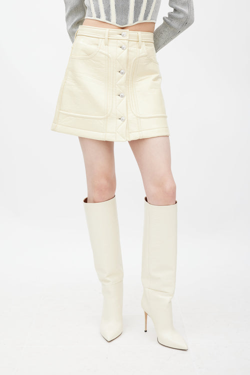 Diesel Cream 
Silver Vegan Leather Patent Skirt