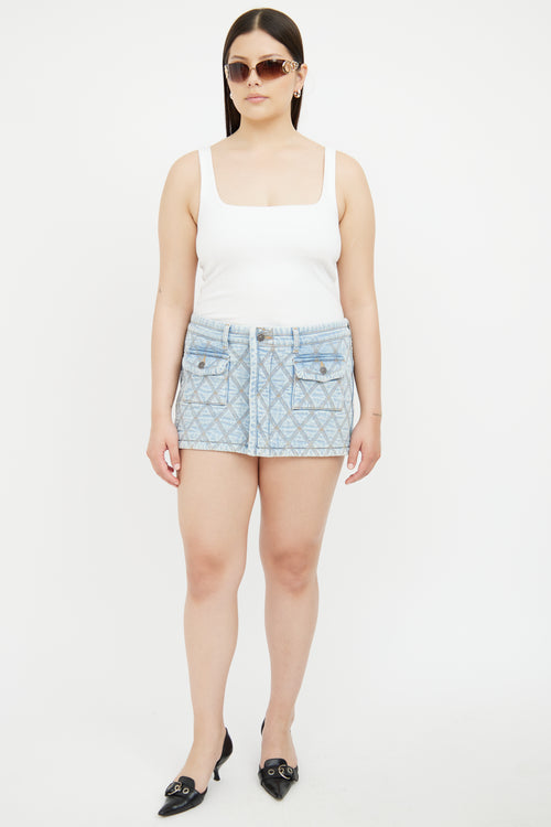 Diesel Light Wash Quilted Mini Skirt