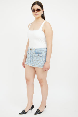 Diesel Light Wash Quilted Mini Skirt