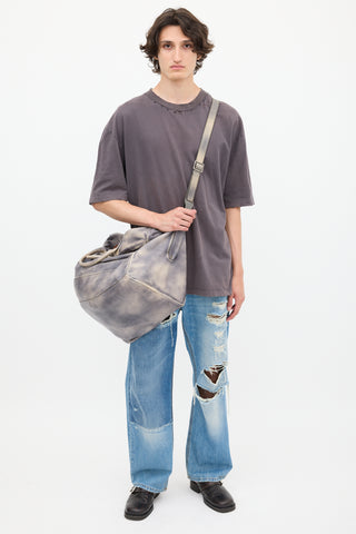 Diesel Grey 
Cream Leather Dyed Tote Bag