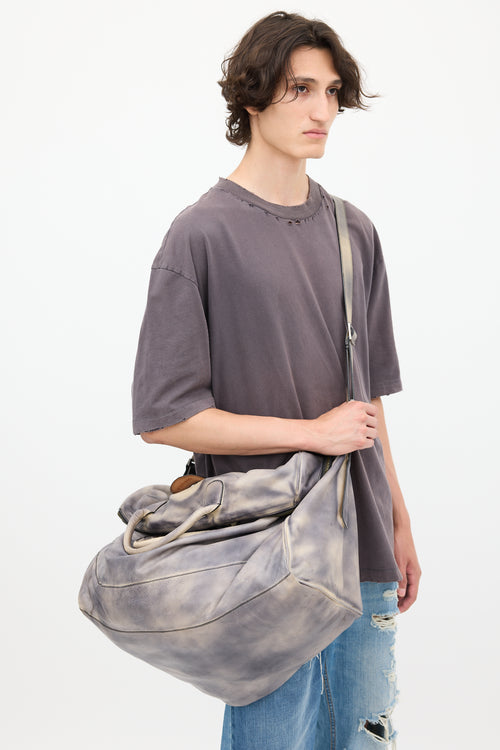 Diesel Grey 
Cream Leather Dyed Tote Bag