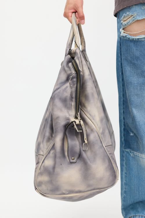 Diesel Grey 
Cream Leather Dyed Tote Bag