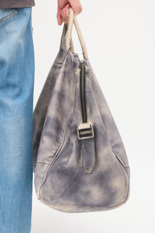 Diesel Grey 
Cream Leather Dyed Tote Bag