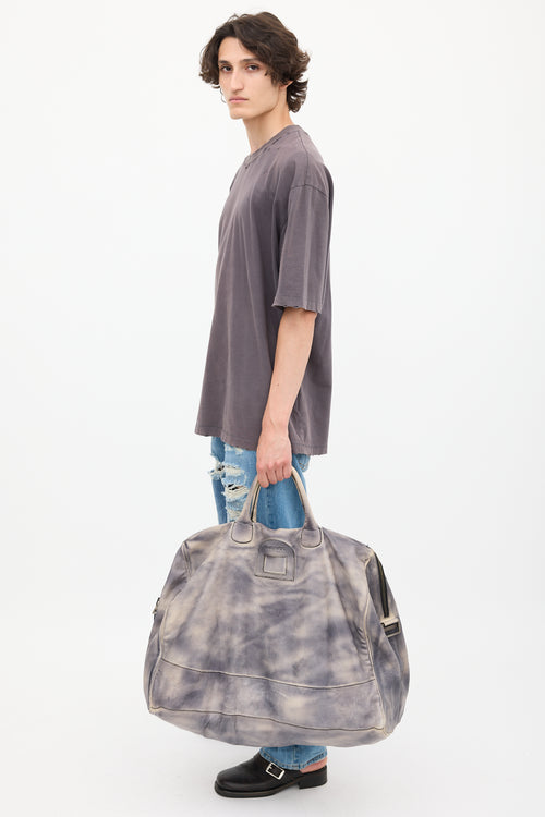 Diesel Grey 
Cream Leather Dyed Tote Bag