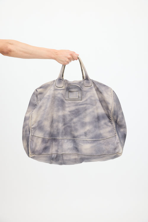 Diesel Grey 
Cream Leather Dyed Tote Bag