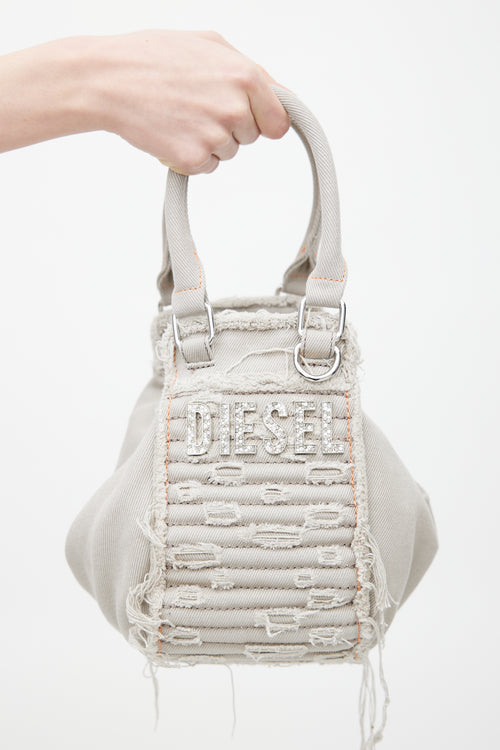 Diesel Grey D-Vina Crystal Distressed Bag