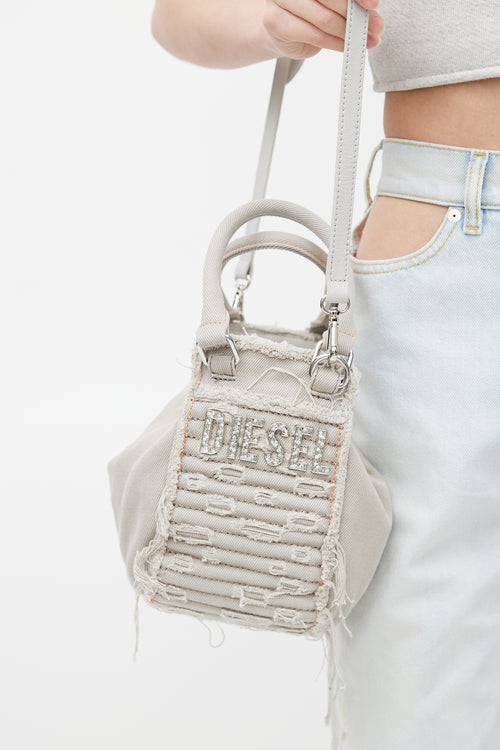 Diesel Grey D-Vina Crystal Distressed Bag