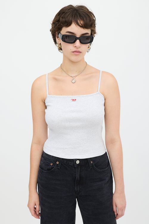 Diesel Heather Grey Ribbed Patch Logo Tank Top