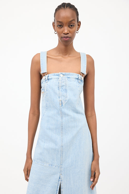 Diesel Light Wash Denim Overall Midi Dress