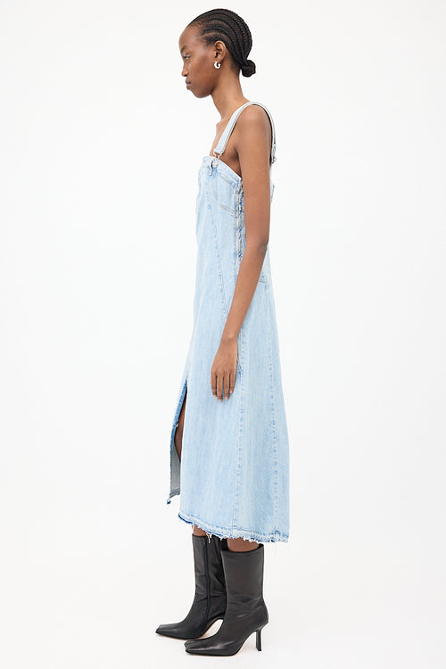 Diesel Light Wash Denim Overall Midi Dress