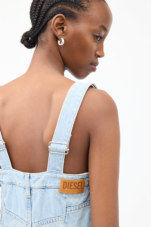 Diesel Light Wash Denim Overall Midi Dress