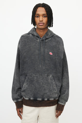 Diesel Washed Black Logo Hoodie