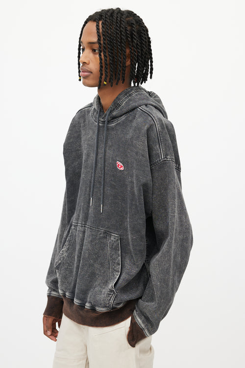 Diesel Washed Black Logo Hoodie