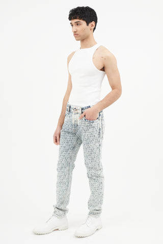 Diesel White 
Blue Textured Slim Jeans