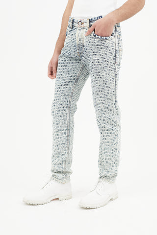 Diesel White 
Blue Textured Slim Jeans