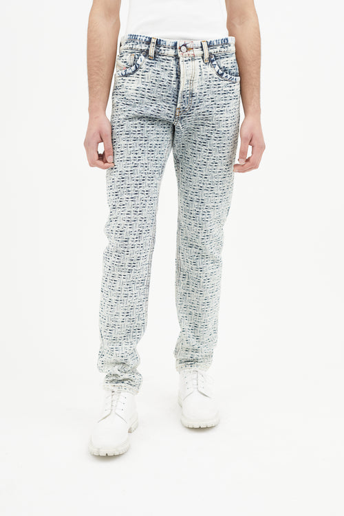 Diesel White 
Blue Textured Slim Jeans